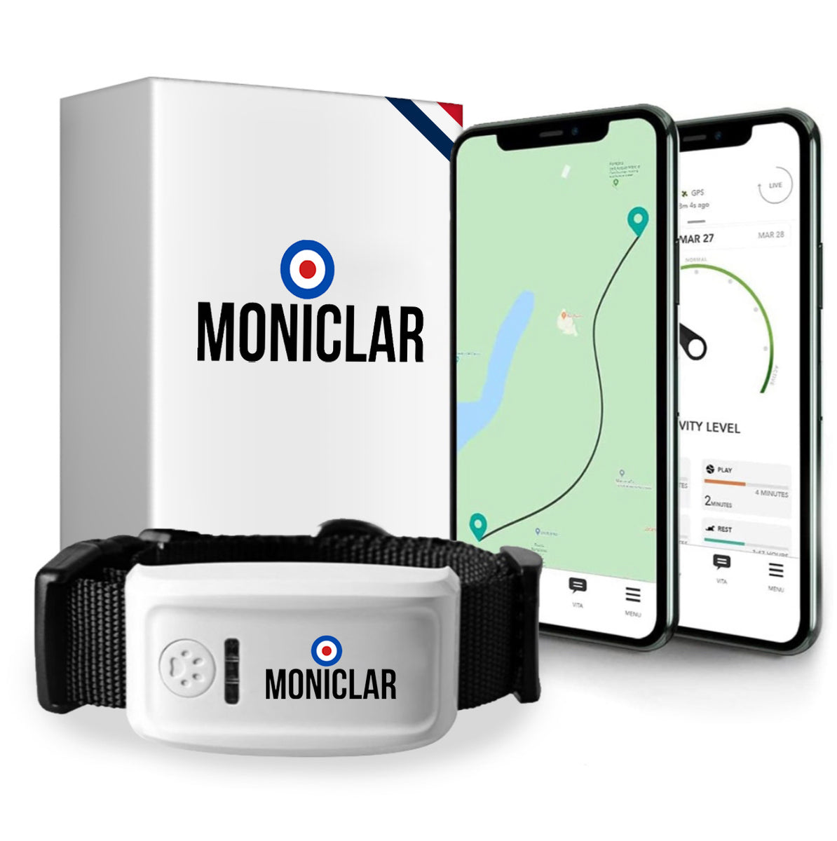 Collier GPS pour Chien/Chat géolocaliser sans abonnement en temps réel –  MONICLAR